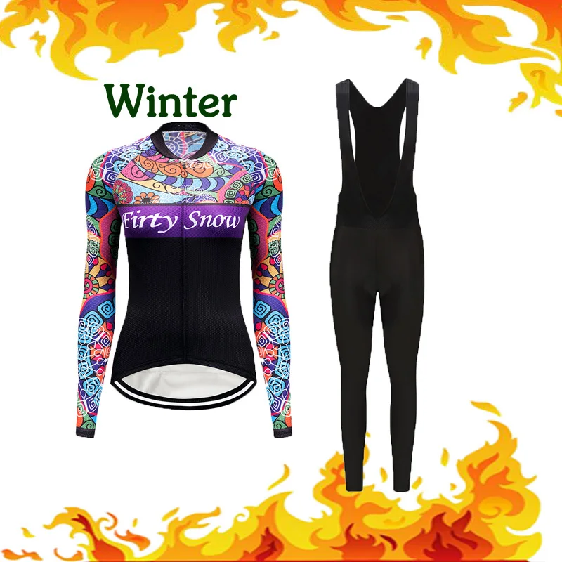 

2019 Women Bike Pro Team Clothing Winter Thermal Fleece Sets Cycling Jersey Bicycle MTB Clothes Triathlon Skinsuit Maillot Suits