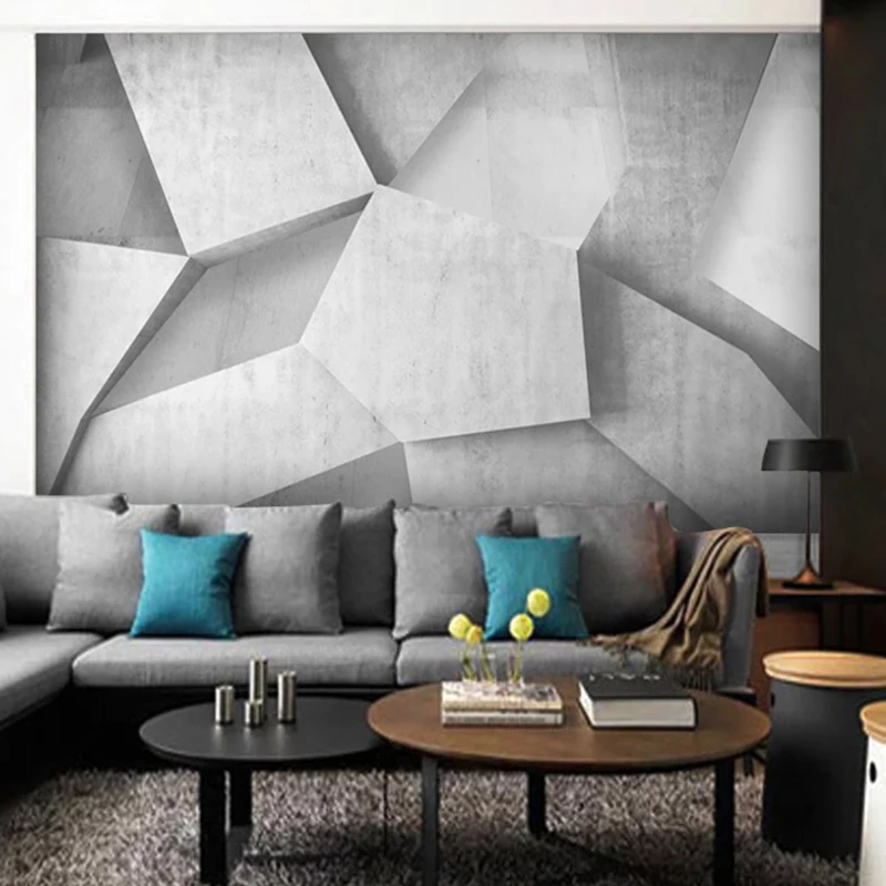 

Custom Self-Adhesive Waterproof Mural Wallpaper 3D Geometric Cement Wall Fresco Living Room TV Bedroom Papel De Parede Stickers