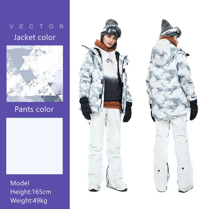 Women Winter Warm Snow Jacket Pants Sports Cloth Waterproof Ski Suit Female Thick Warm Outdoor Sports Jackets - Цвет: Women 07
