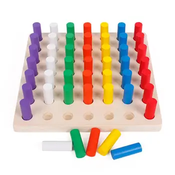 

Kids Baby Color Learning Toys Wooden Cylinder Socket Blocks Board Game Color Learning Educational Kids Toy