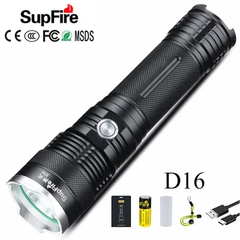 

Supfire LED Flashlight USB Torch Linterna LED Lamp 26650 Rechargeable Flashlight 3000lm D16Zoomable Flash Light USB Power Bank