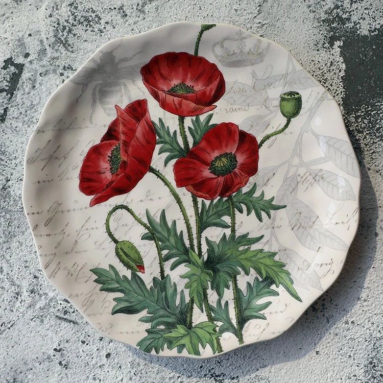 1Pcs 8 inch Christmas cartoon animal round ceramic plate tableware sashimi plate sushi snack cake steak salad storage flat plate