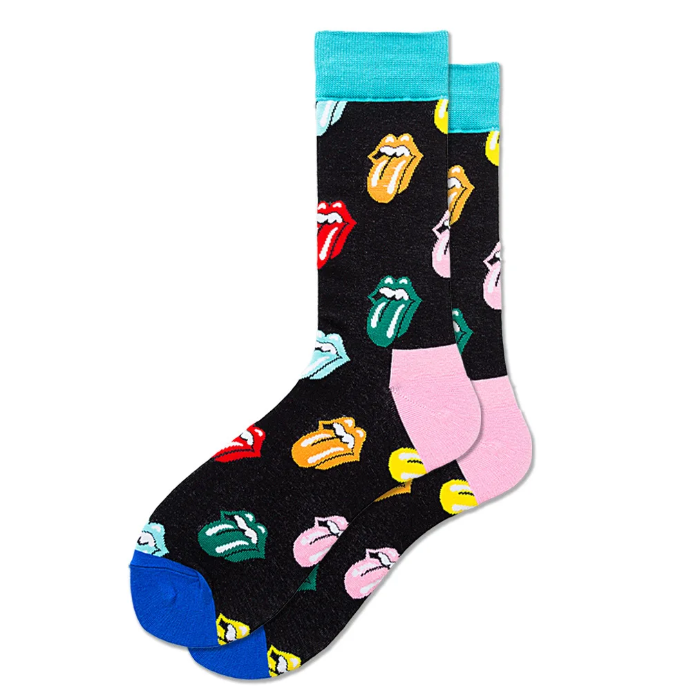 DOIAESKV креативные высококачественные модные Харадзюку каваи счастливые носки женские и мужские забавные носки с принтом клубники и животных - Цвет: 2Colorfultongue