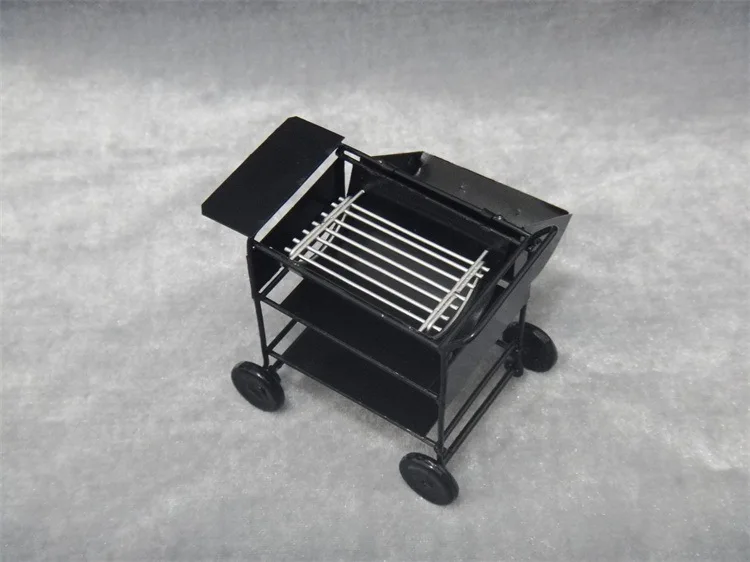1:12 Doll House Pocket Model Kitchenware Outdoor Oven Square Grill Iron Craft Decorations Cart Toy