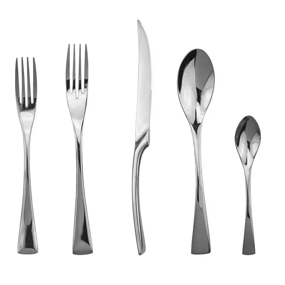 Silver 5Pcs/Set Dinnerware Cutlery Set Knife Fork Spoon Dessert Fork