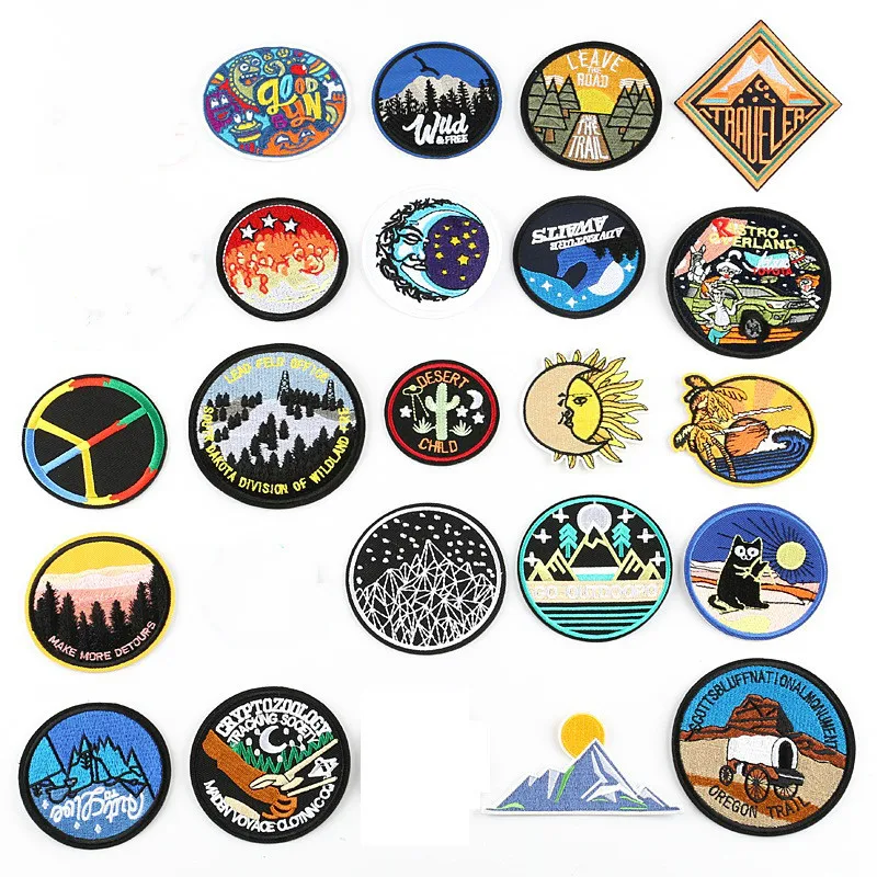 

Fashion Alien Space Adventure Traveler Explorer Embroidered Patches Iron Sew On Applique Stripe Badge Patch for Clothes Jacket