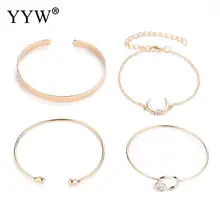 4 шт. Элегантный женский браслет набор манжета браслет Открытие браслет золото/серебро Европейский Стиль Девушки изысканные украшения Damsel Bijoux