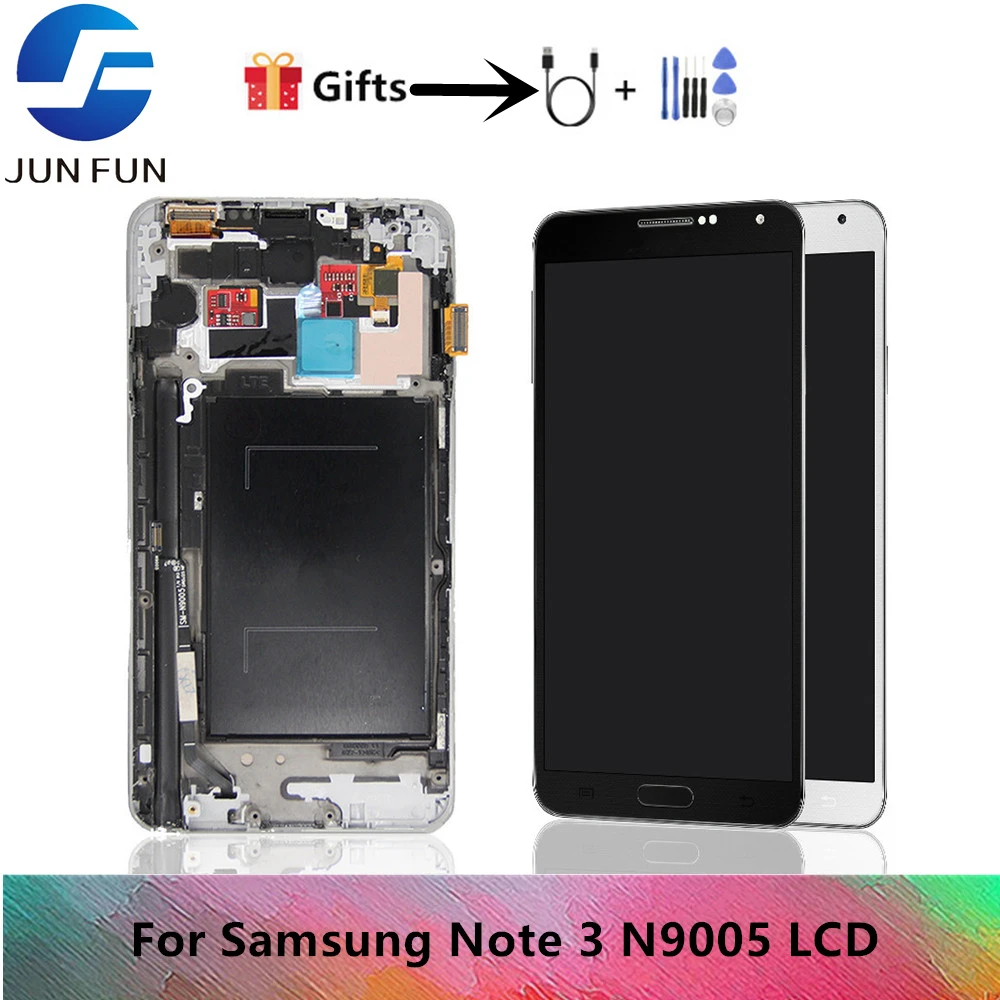 

Super AMOLED LCD Display For Samsung Galaxy Note 3 N900 N9005 N900A N900V LCD Display Touch Screen Digitizer Assembly With Frame