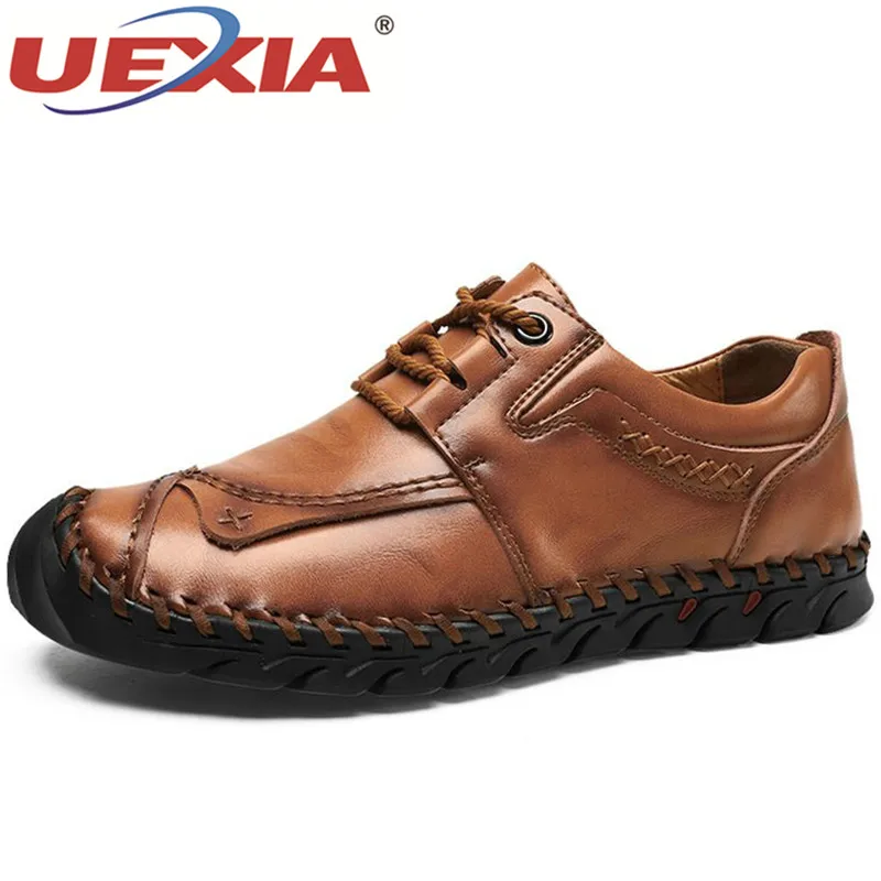 

UEXIA Business Dress Men's Leather Casual Shoes Moccasins Handmade Loafers Spring Fashion Sneakers Male Boat Shoes Size 38-48