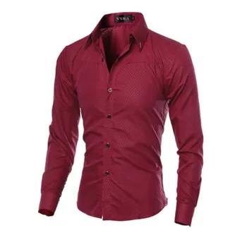 

202 New Men's Slim Slim Shirt Long Sleeve Clothes Shirt Casual T-shirt Top Fashion Solid Color Shirt...