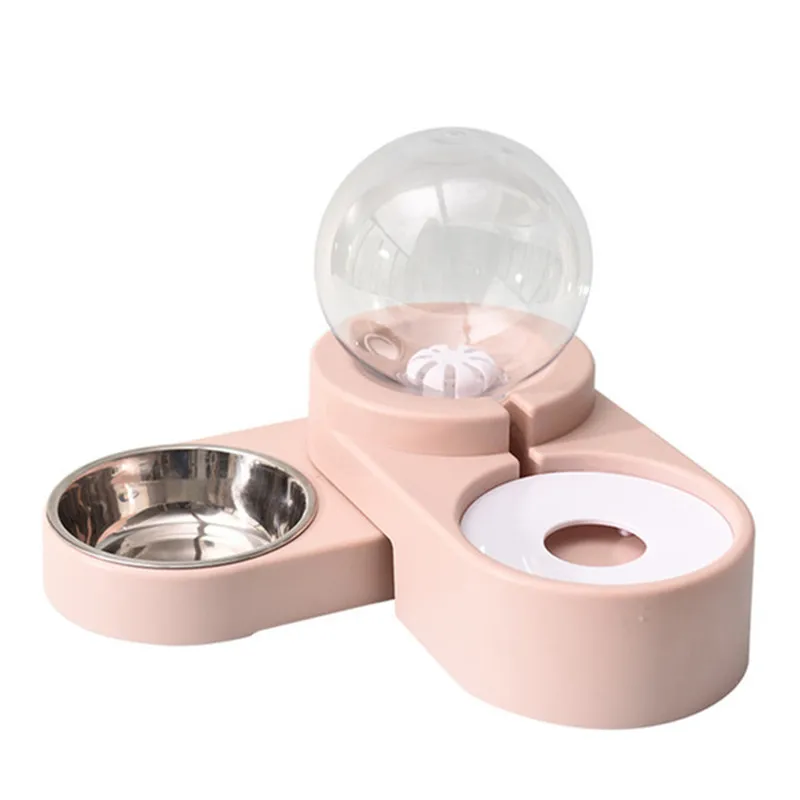 

Bubble Pet Bowls Food Automatic Feeder Fountain Water Drinking Two Large Bowl Feeding Container for Dog Kitten Cat Supplies