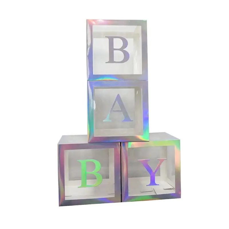 DIY Transparent Box Latex Balloon BABY LOVE Block for Baby Shower Wedding Decor 634E