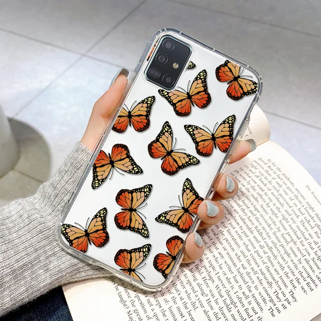 Butterfly Case for Samsung A51 Coque Samsung A32 A52 A72 A12 A31 A71 A50 A70 S20 FE S21 Ultra S30 Plus Silicone ShockProof Cover OA66