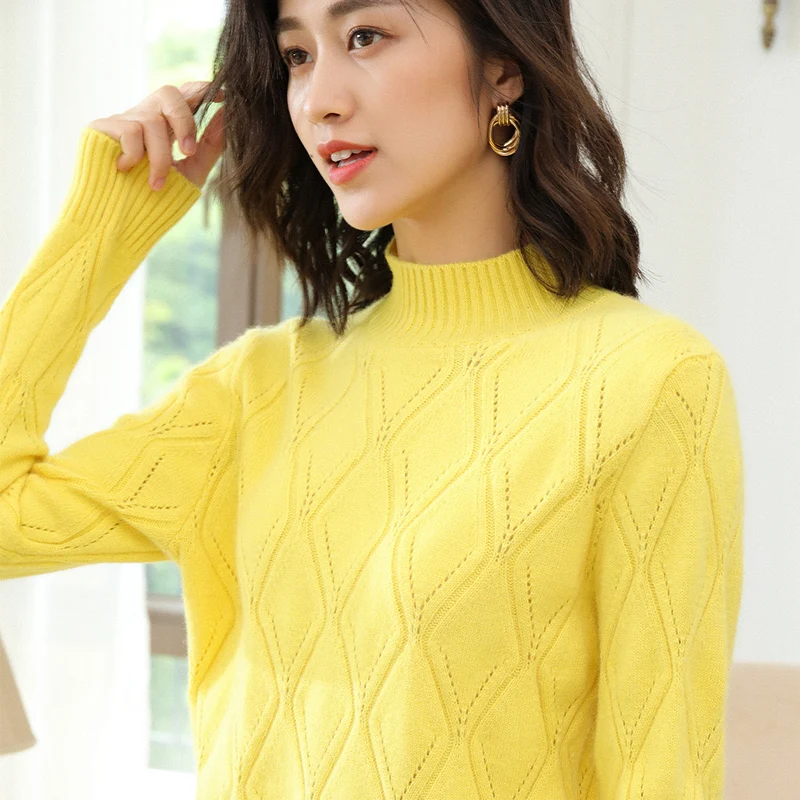 Женский мягкий вязаный свитер из 100% кашемира с круглым вырезом стандартный