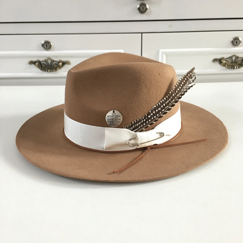 Mens Fedora Hat Feather Fedora Hat Wool Feather Men Apparel Feather