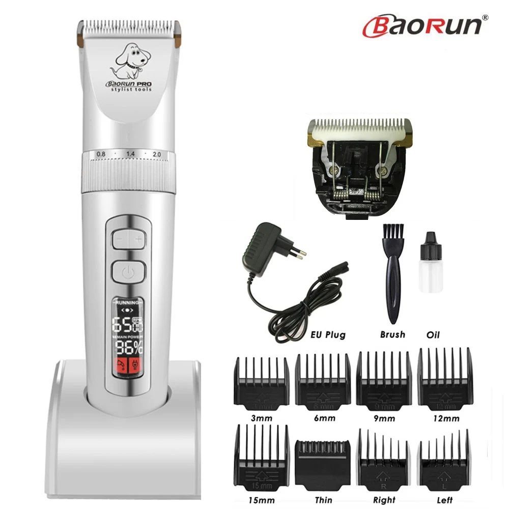 Pet Clipper Professional Pet Dog Hair Trimmer Electrical Animals Grooming Clipper Rechargeable Cat Haircut Machine LCD Display