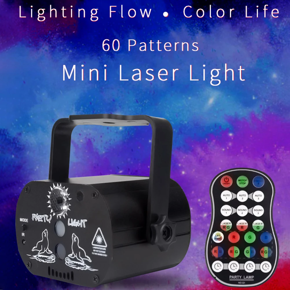 

Decorative Wedding Rotating LED Lamp Hanging Stage Light Projector DJ Disco Adjustable 60 Pattern Party Mini 180 Degree Birthday