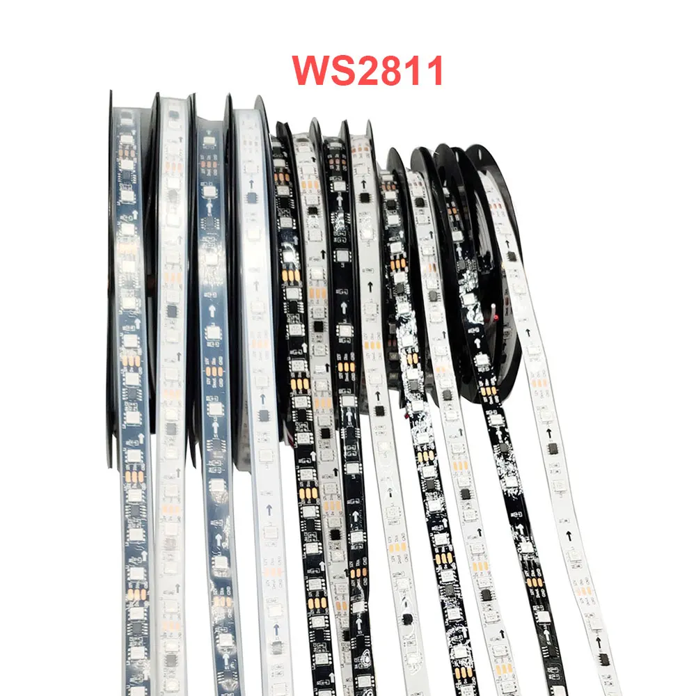 DC12V WS2811 IndividuaIIy AddressabIe Led Strip Light 5050 RGB 1 IC Control 3 Lamp Beads Black/White 30/60/48Pixel Waterproof