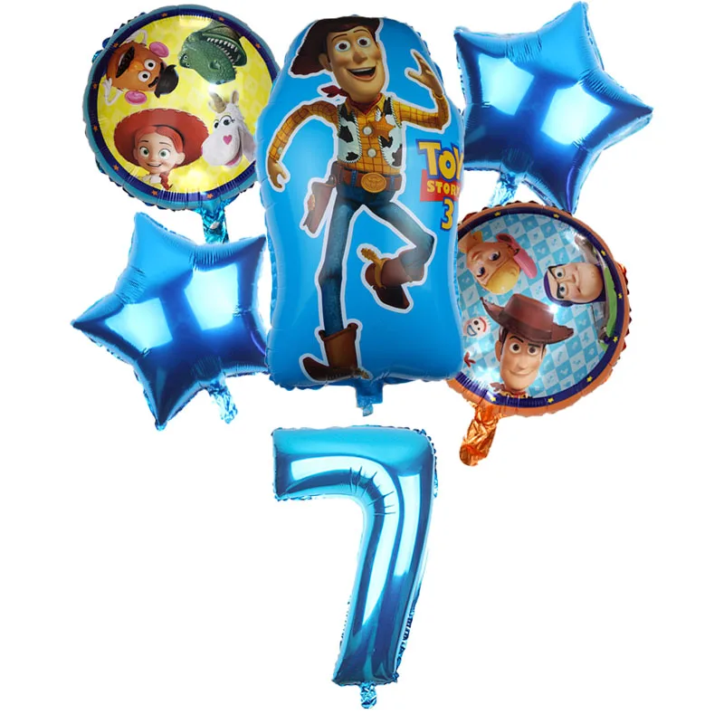 6 шт. История Игрушек 4 Buzz световые воздушные шары год мультфильм фольга гелий 32 дюйма Количество Синие шары с днем рождения воздушные шары набор - Цвет: 6pcs 7