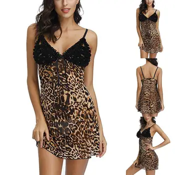 

Women Sexy Lingerie Leopard Print Lingerie Sexy Camisole One-piece Garment Erotic Underwear Lengerie Femenina Erotico A50