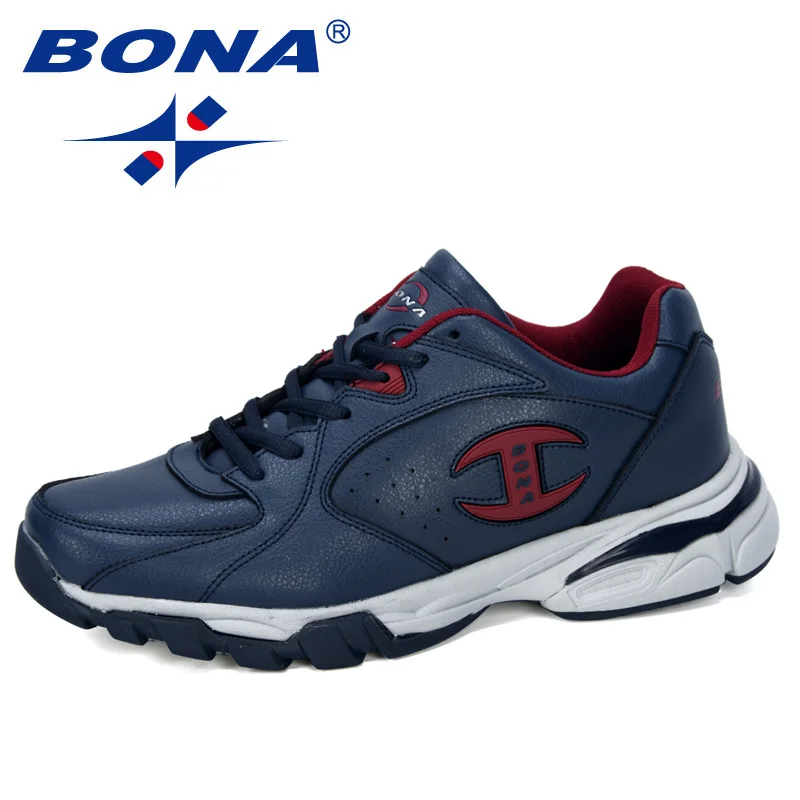 BONA/ Новые популярные спортивные ботинки мужские кроссовки Zapatos Corrientes De Verano chaussure homme Marque Zapatos De Mujer, модные - Цвет: Deep blue dull red