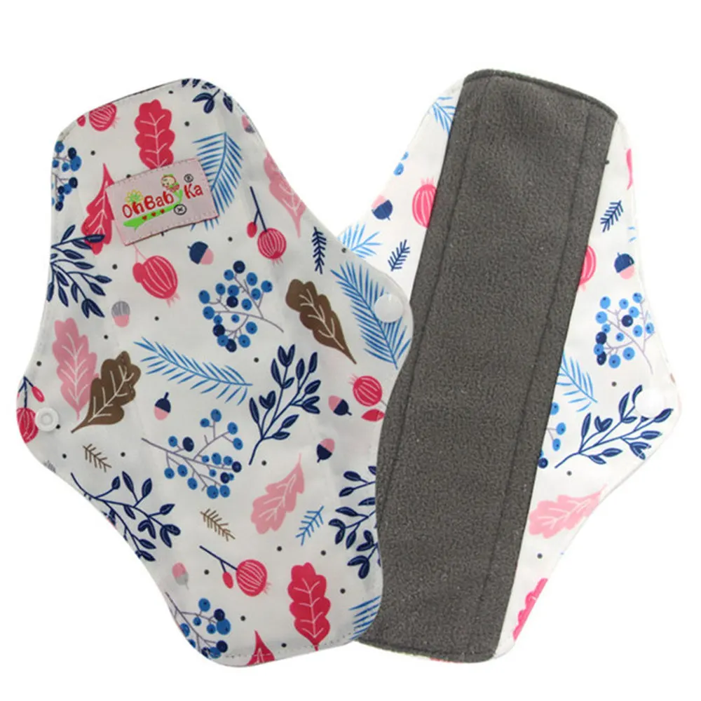 Cloth Menstrual Pads Washable Sanitary Towel Reusable Sanitary Pad Absorbent Waterproof Charcoal Bamboo Menstrual Pads Pouch - Цвет: WSD24