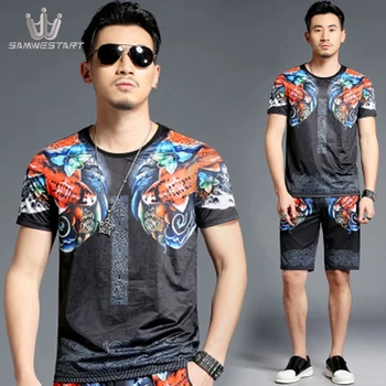 

SAMWESTART Men's Sets Summer Short Sleeve Pants Sport jersey Sets Fashion Modern O-Neck Elastic Waist Black White Menswear