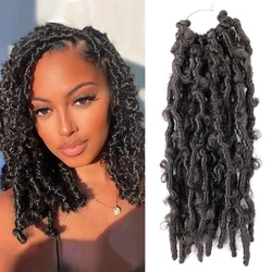 12 Inch Butterfly Locs Crochet Hair Distressed Locs Natural Black Curly Bob Locks Crochet Braids PreTwisted Locs Hair Extensions