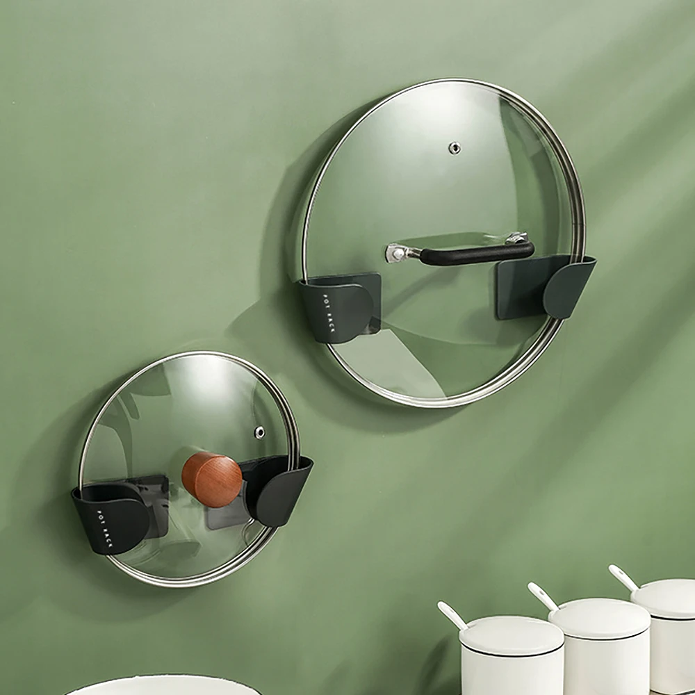 Self Adhesive Pot Lid Holder Punch Free Pan Cover Storage Rack Holder
