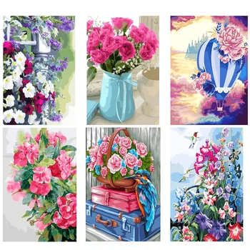 

GATYZTORY Pictures By Numbers Flower Acrylic Drawing Canvas Oil Painting Numbers For Adults Home Decoration Gift