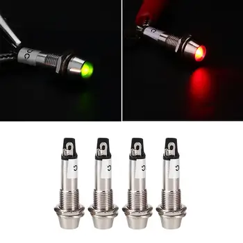 

4pcs/Set Metal LED Dashboard Warning Signal Lights Lighting Fixture 12V 8mm