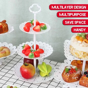 

6PCS 3 Tier Cake Stand Afternoon Tea Wedding Plates Party Tableware New Bakeware Plastic Tray Display Rack Cake Decorating Tools