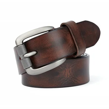 

Mens belt vegetable tanned layer leather belt pin buckle washed retro denim pants belt Design Vintage Strap Fashion Waist Girdle