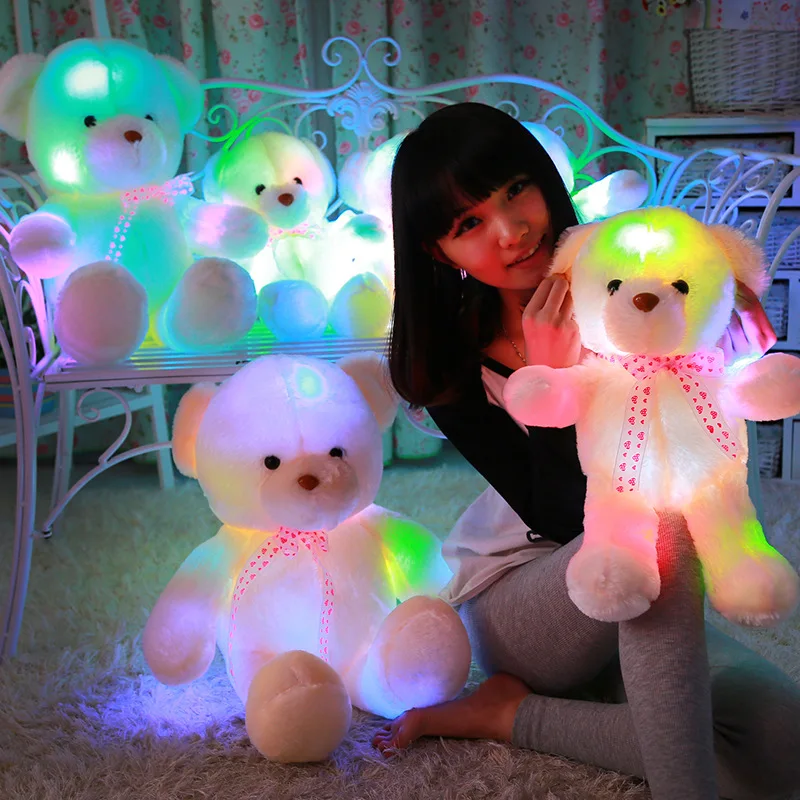 Brinquedo de Incandescência Urso de Pelúcia de Presente de Natal para as Crianças Led com Música Centímetros Criativo Light Teddy Bear Stuffed Animal Plush Colorido 50 up 6 50 centímetros Criativo Light Up LED Com