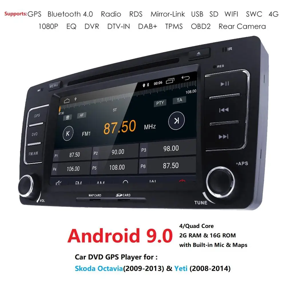 Clearance 2din Android9.0 7inch CAR DVD for Skoda Octavia (2009-2013) & Yeti(2008-2014) 2G+16G 4G WIFI CANBUS SWC DAB+OBD BT TPMS RDS DVBT 3 Clearance 2din Android9.0 7inch CAR DVD for Skoda Octavia (2009-2013) & Yeti(2008-2014) 2G+16G 4G WIFI CANBUS SWC DAB+OBD BT TPMS RDS DVBT 3