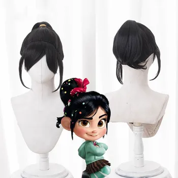 

Morematch Ralph Breaks The Internet Wreck-It Ralph 2 Vanellope Black Cosplay Wig Halloween Cosplay Prop No Candy + Wig Cap