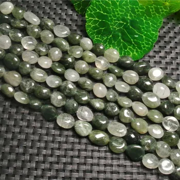 

8x10mm Natural smooth irregular oval green Quartz Rutilated Beads For DIY necklace bracelet jewelry making 15 "free delivery