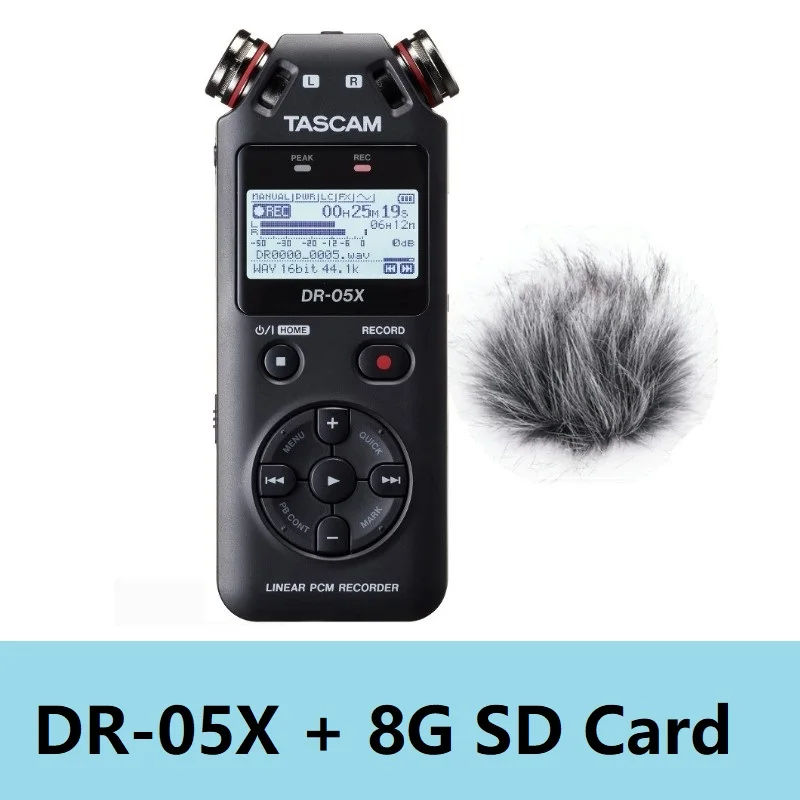 with deadcat and 8G TASCAM DR-05X портативный стерео цифровой диктофон USB аудио интерфейс рекордер MP3 запись ручка - Цвет: with deadcat and 8G