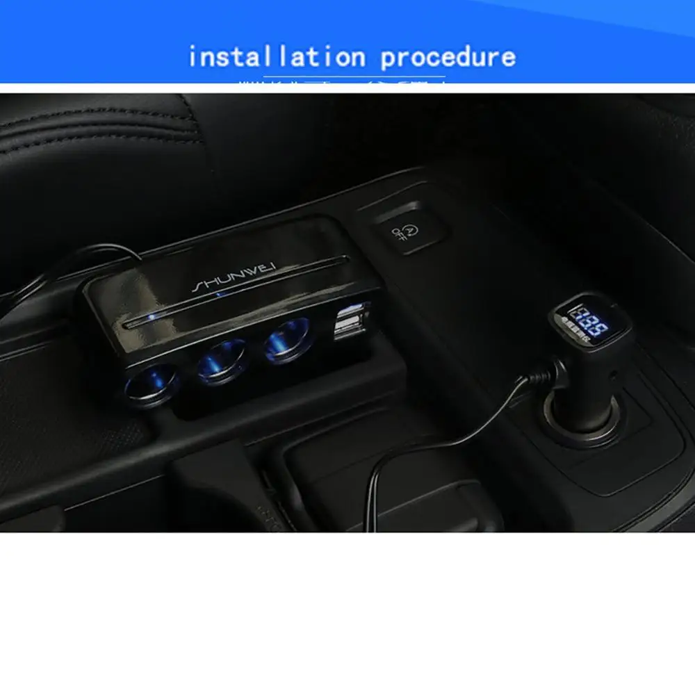 3 гнезда прикуривателя адаптер питания DC Выход сплиттер двойной USB Автомобильное зарядное устройство для iPhone