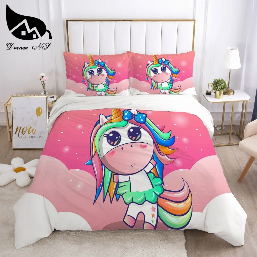 Dream NS Pink постельное белье с изображением единорога set Queen текстильные постельные
