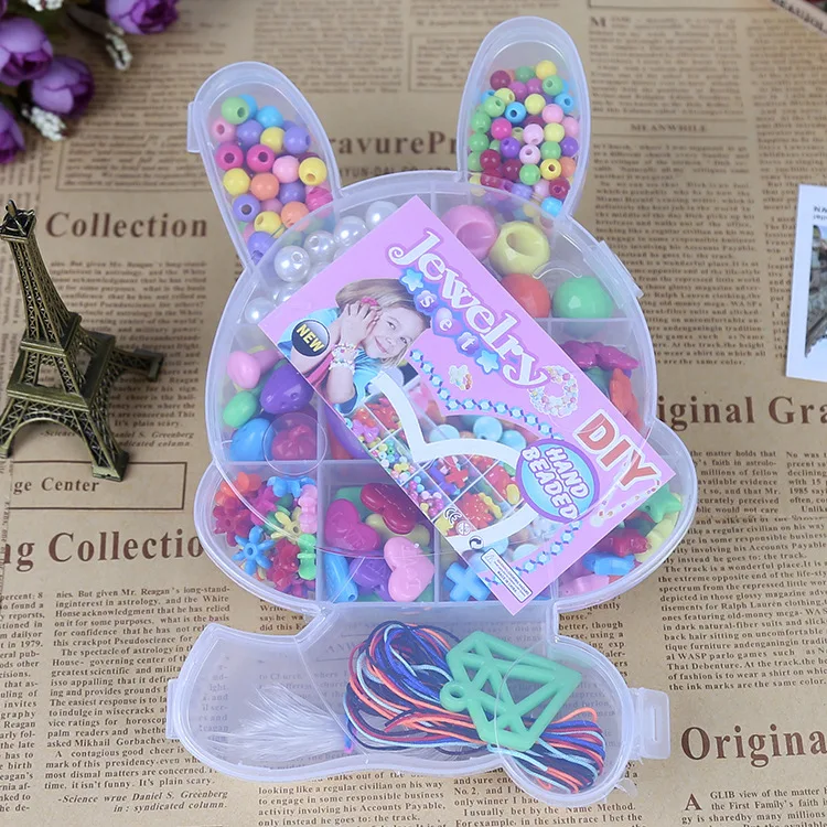 Small 3-Tier Square Box Color DIY Children Beaded Bracelet Set Hand-made Educational Toy Necklace Ornament Accessories