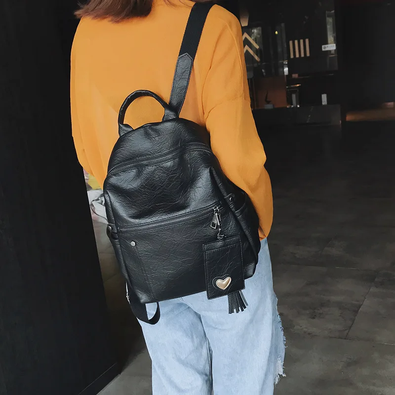 Beibaobao Простой Модный женский рюкзак для студентов сумка дорожная сумка Mochila с бахромой feminina bolso mujer рюкзак женский