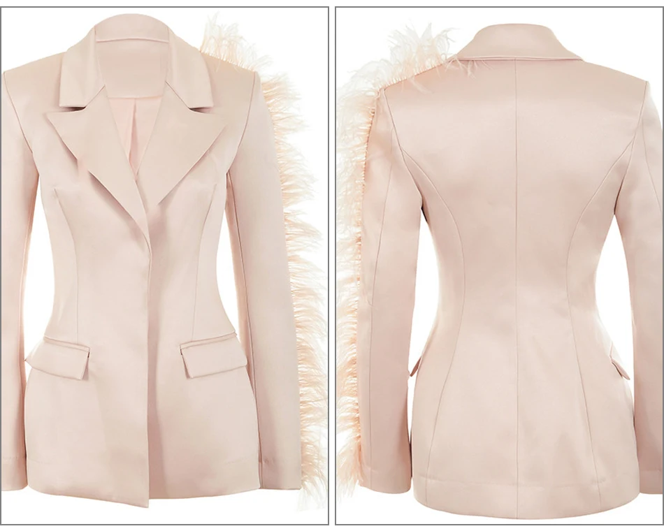 Новая модная Высококачественная Женская Офисная абрикосовая однобортная куртка с кисточками, 2 предмета, сексуальный жакет с v-образным вырезом и длинными рукавами