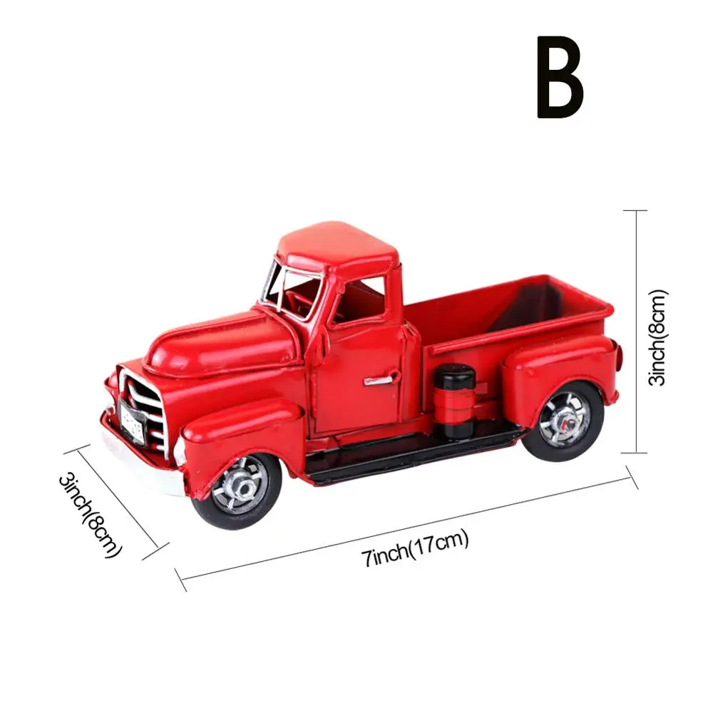 Красный грузовик, рождественское настольное украшение для детей, новогодние подарки, винтажное металлическое украшение для офиса, дома 17 см/22 см - Цвет: B
