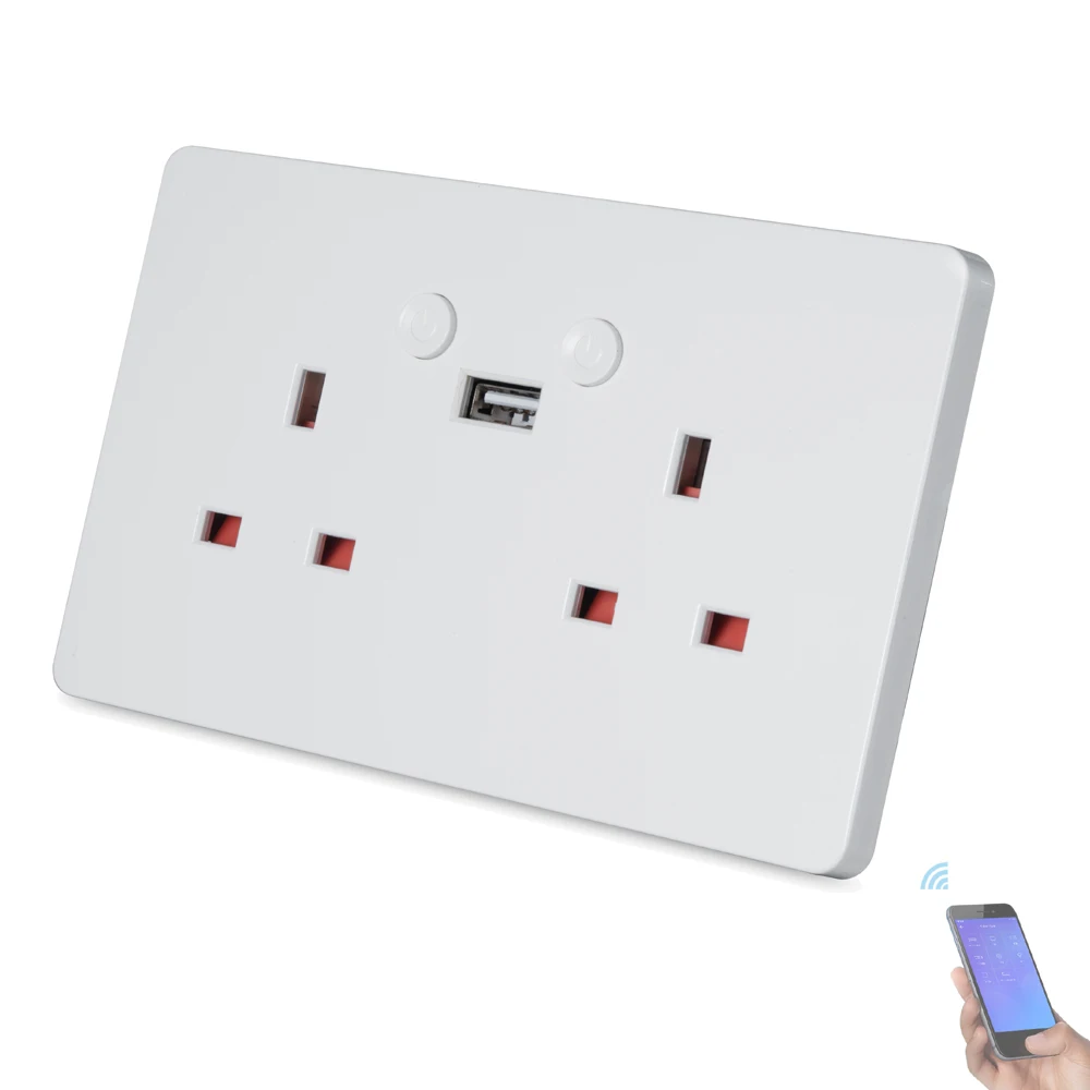 

Tuya Smart Life 5V 2.4A USB Port Smart In Wall Outlet Socket WiFi 86 UK type APP voice control by Google Assistant Alexa