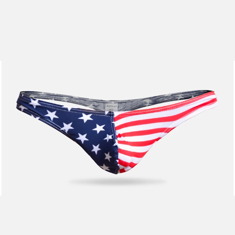 Briefs Men's Underwear Thongs American Flag Sexy Striped Briefs Shorts