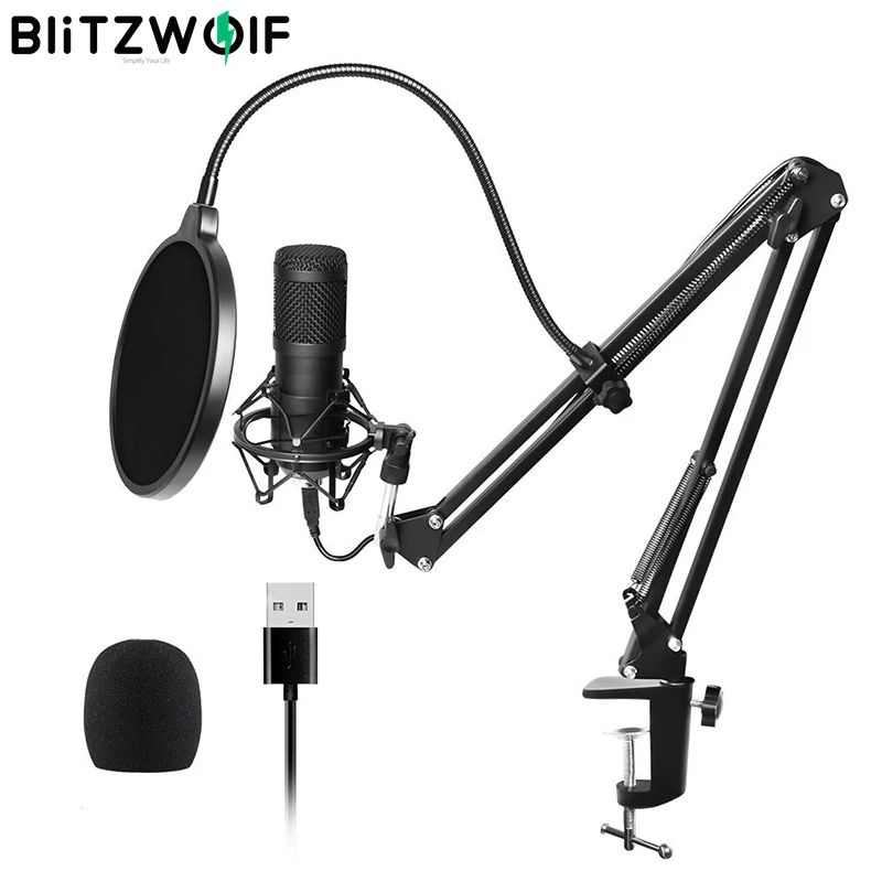 Конденсаторный микрофон BlitzWolf USB с конденсаторным кронштейном и