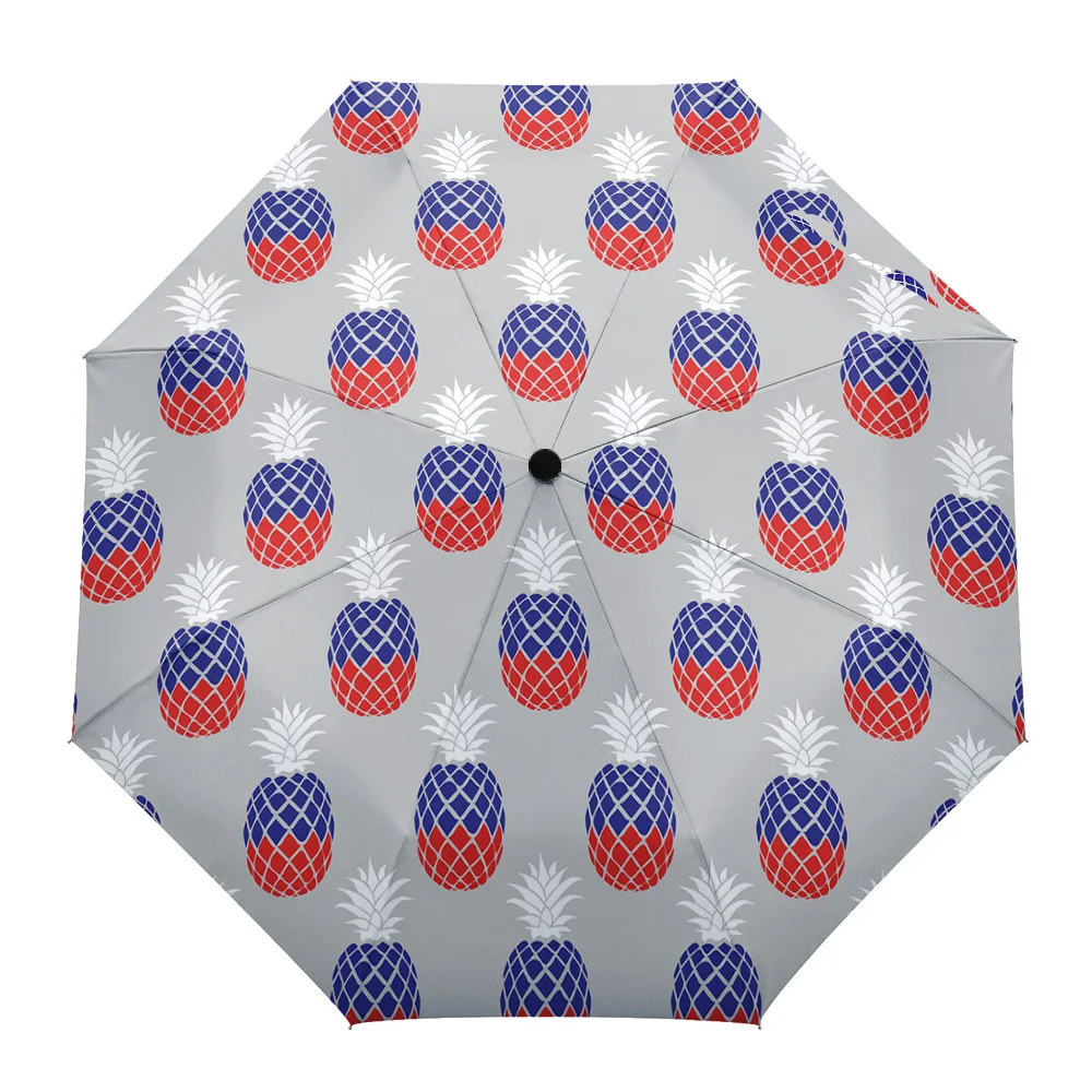 Красный синий белый ананас серый складной автоматический зонт роскошный для
