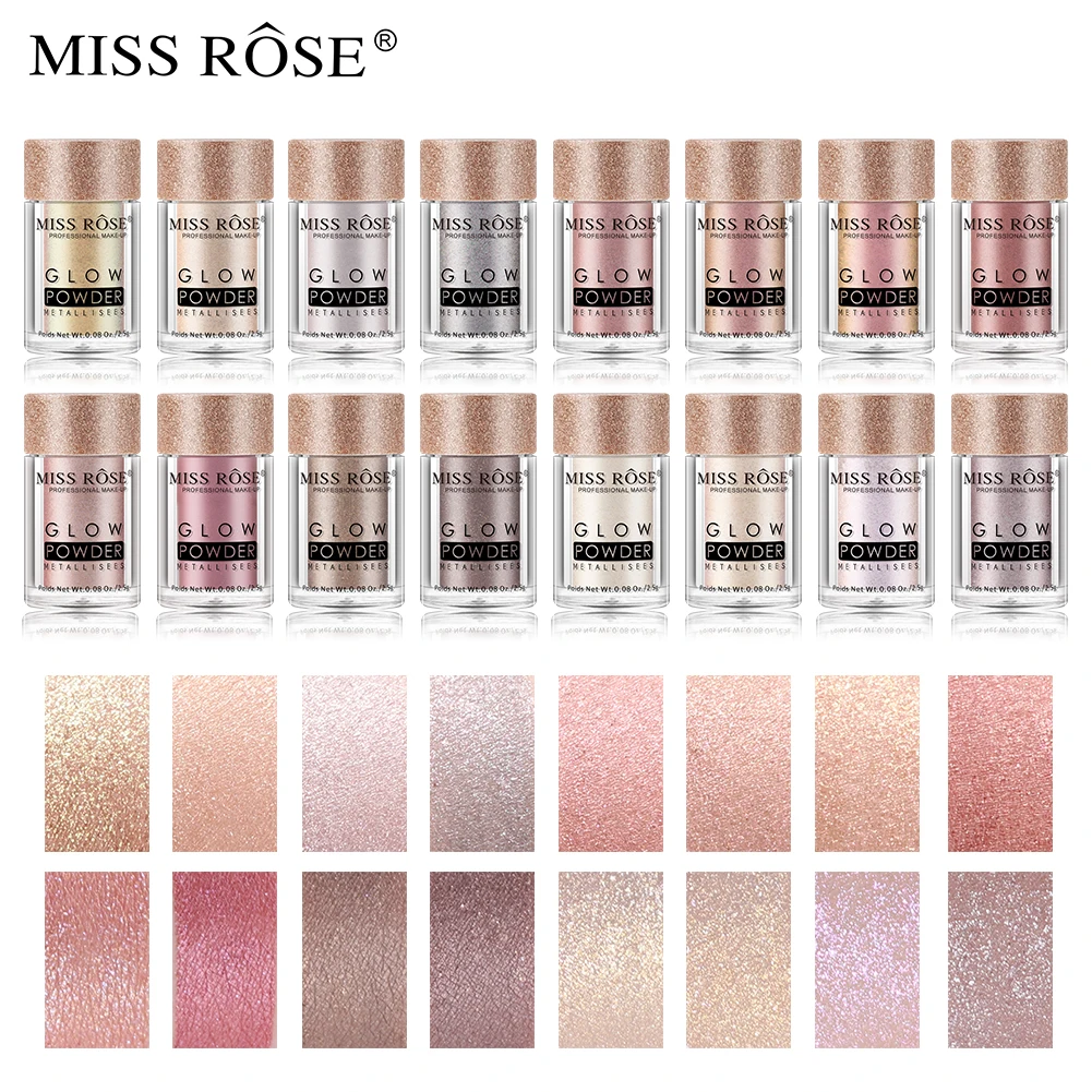 Miss Rose тени для глаз с металлическим отливом порошок 16 цветов мерцающий Русалка