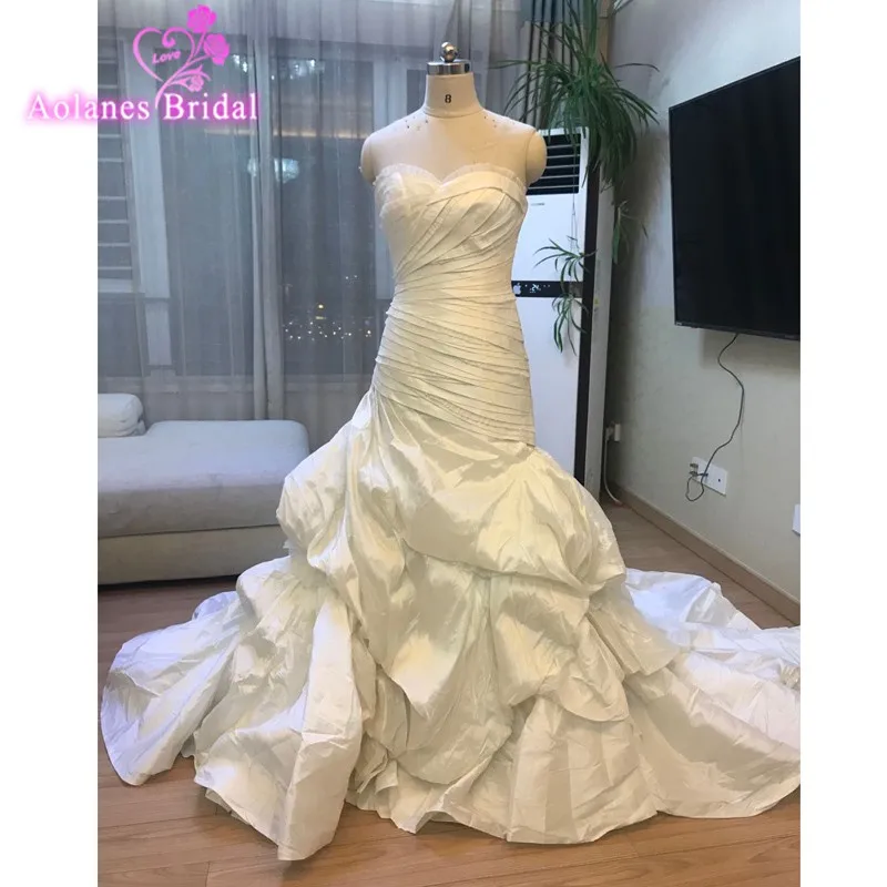 Stock Clean Sexy Ruffles Mermaid Wedding Dresses Satin Ruched Long Bridal Gowns Taffeta Sweetheart Robe De Mariee | Свадьбы и